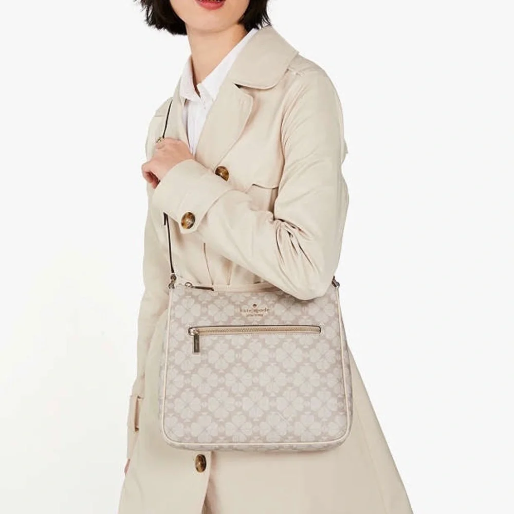 NWOT Kate Spade Signature Spade Flower Swingpack Crossbody Dark Beige Multi - Picture 2 of 15